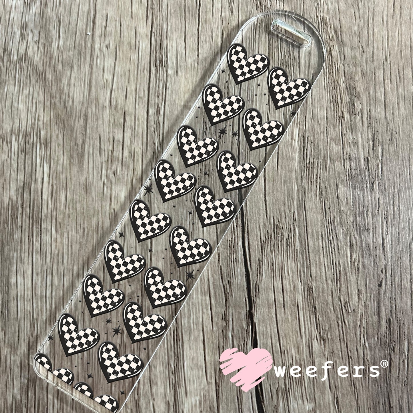 Checkered Hearts UV DTF Cup Wrap Bookmark Weefers