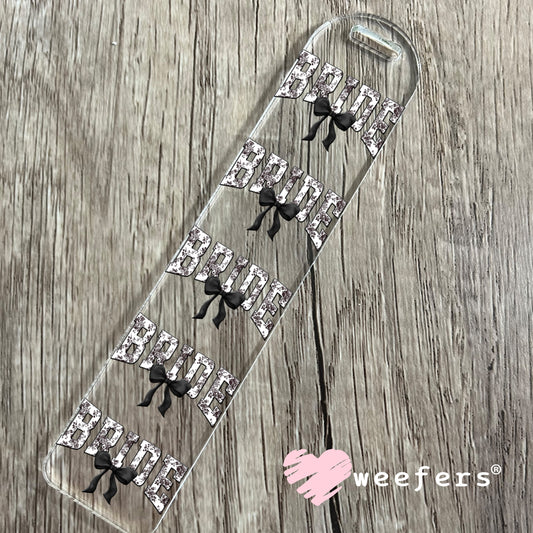 Bride Black Toile Coquette Bow UV DTF Decal Bookmark Weefers