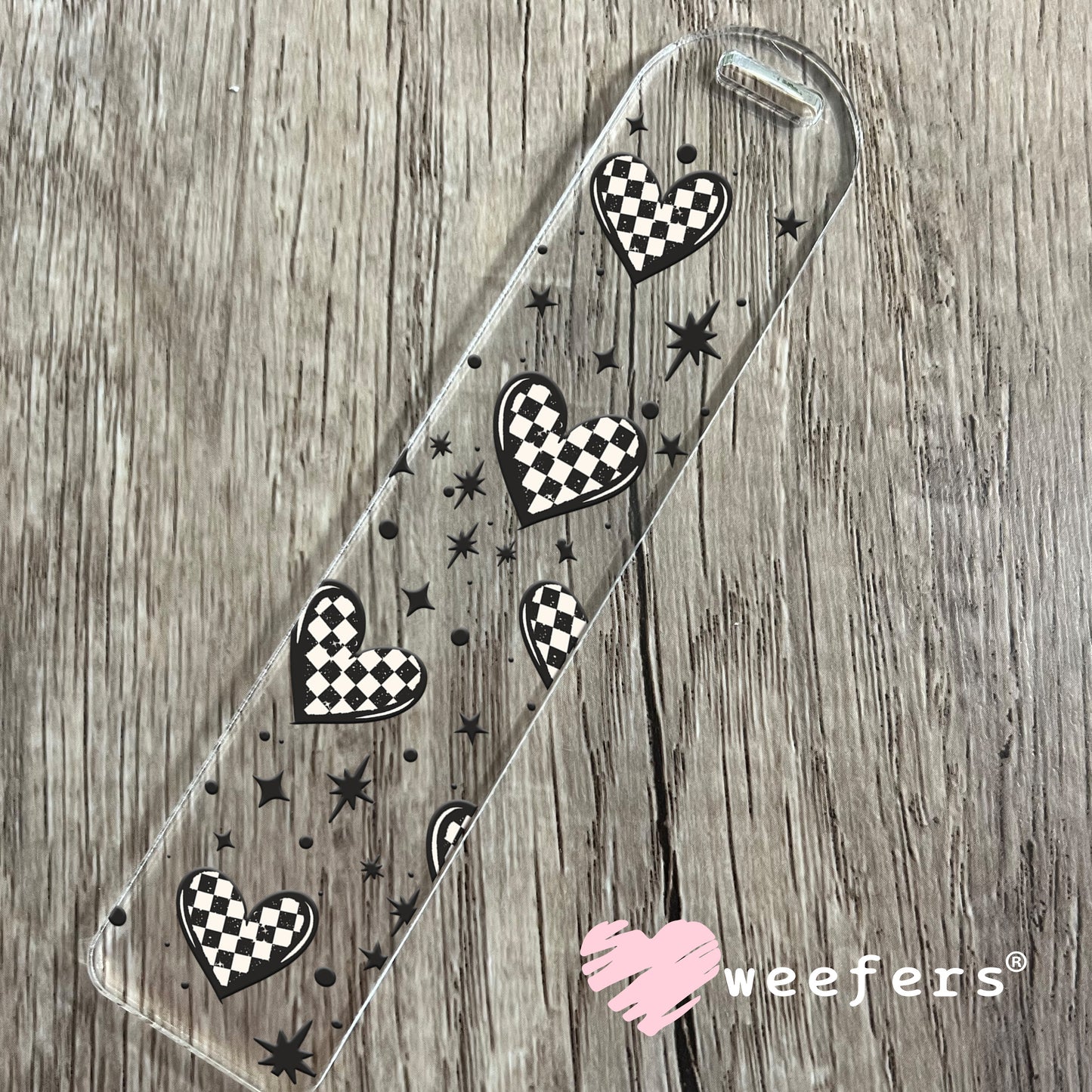 Checkered Hearts 2 UV DTF Cup Wrap Bookmark Weefers