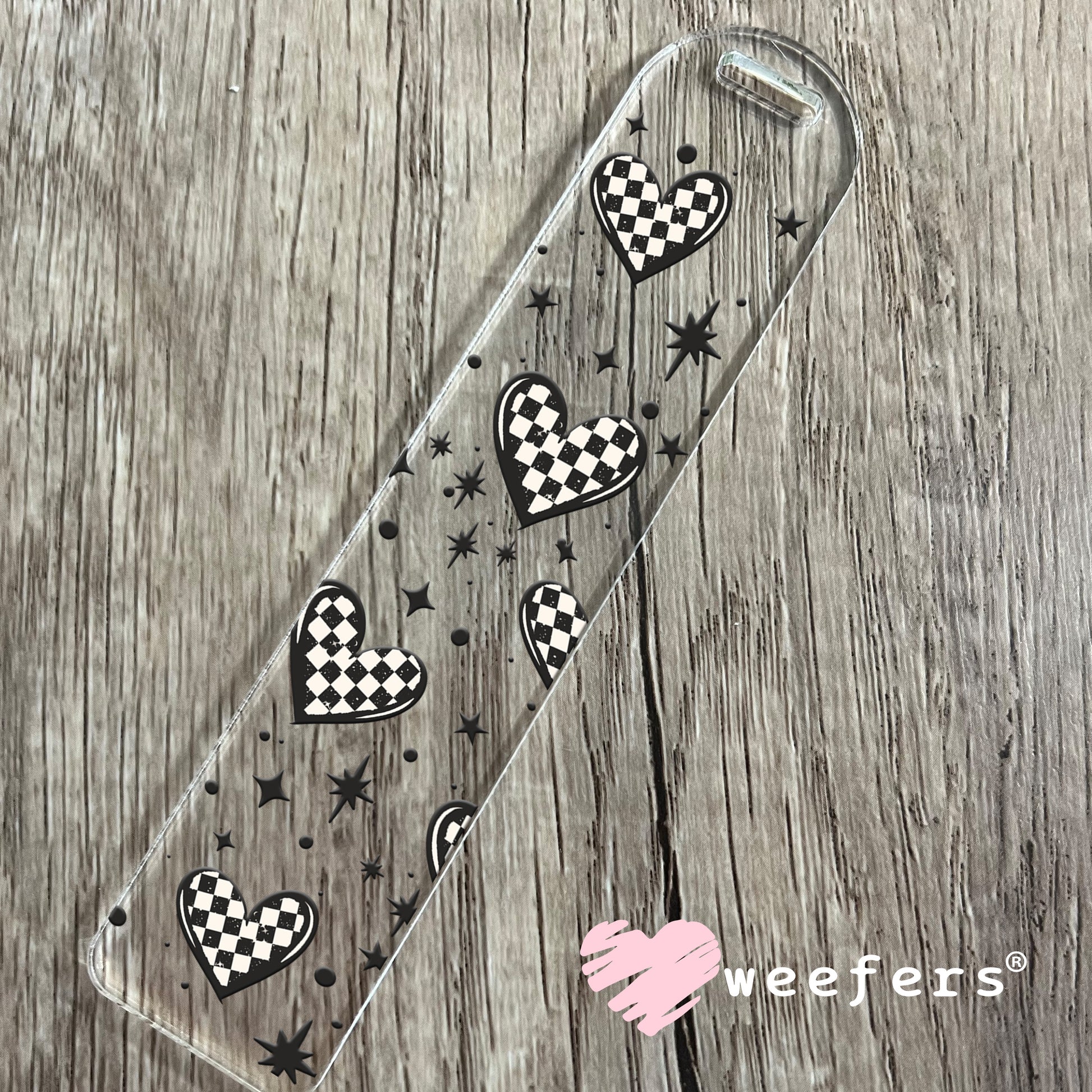 Checkered Hearts 2 UV DTF Cup Wrap Bookmark Weefers
