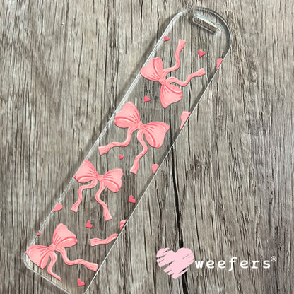 Coquette Bows and Hearts Pink UV DTF Cup Wrap Bookmark Weefers