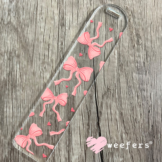 Coquette Bows and Hearts Pink UV DTF Cup Wrap Bookmark Weefers