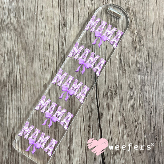 Mama Purple Toile Bow UV DTF Decal Bookmark Weefers
