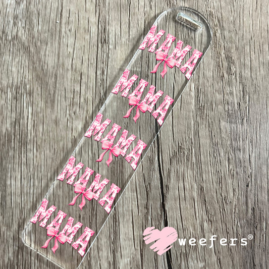 Mama Pink Toile Bow UV DTF Decal Bookmark Weefers