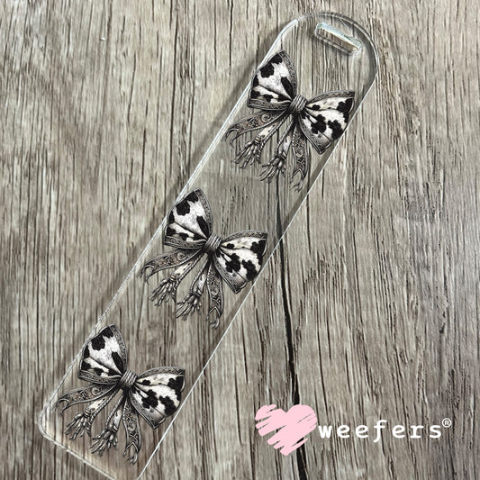 Western Silver and Black Cow Print Bow UV DTF Decal Bookmark Weefers