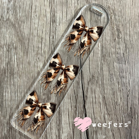 Western Brown Cow Print Bow UV DTF Decal Bookmark Weefers