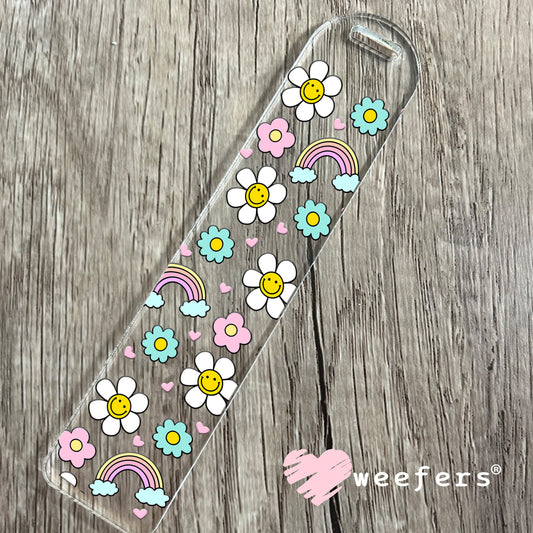 Smile Face Flowers and Rainbows UV DTF Cup Wrap Bookmark Weefers