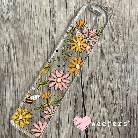 Yellow Mauve Flowers and Bees UV DTF Cup Wrap Bookmark Weefers