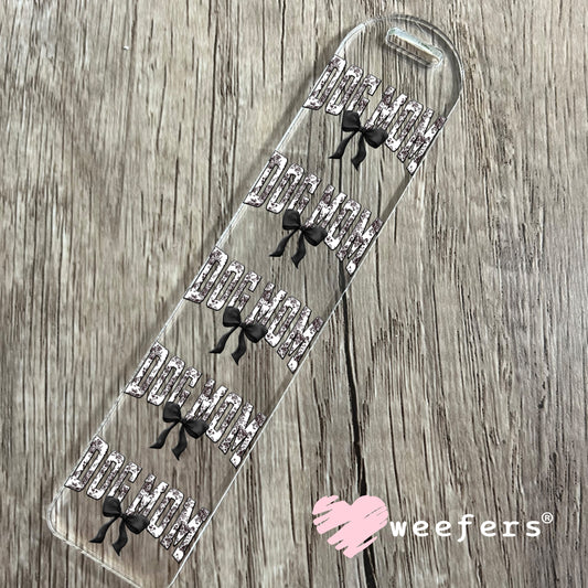 Dog Mom Black Toile Bow UV DTF Decal Bookmark Weefers