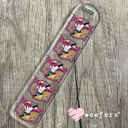 Cow Skull Pink Horns Western UV DTF Decal Bookmark Weefers