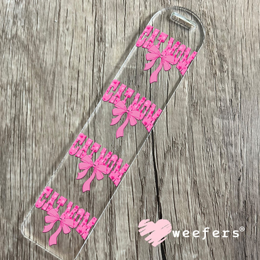 Cat Mom Pink and Pink Paws UV DTF Decal Bookmark Weefers