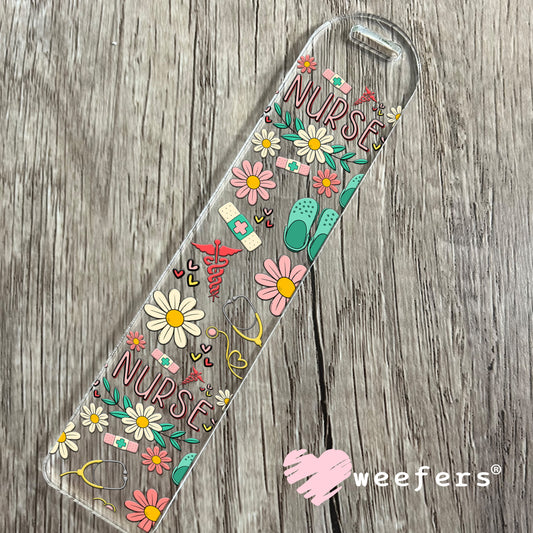 Nurse Green Flowers UV DTF Cup Wrap Bookmark Weefers