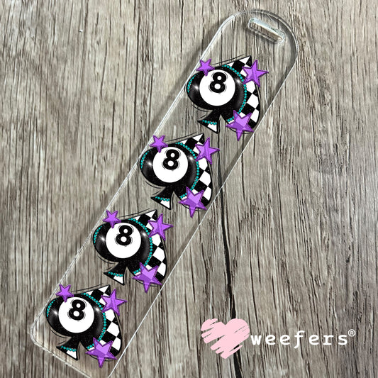 Eight Ball Checkered Spade Purple UV DTF Decal Bookmark Weefers