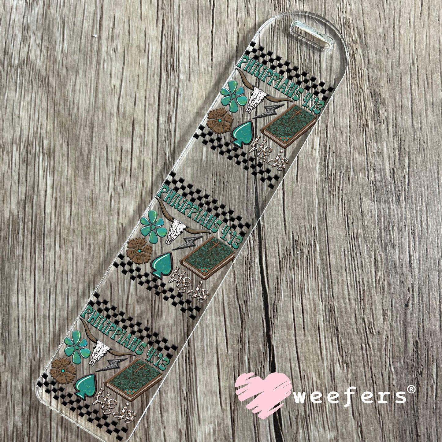 Revolver Turquoise Dice UV DTF Decal Bookmark Weefers