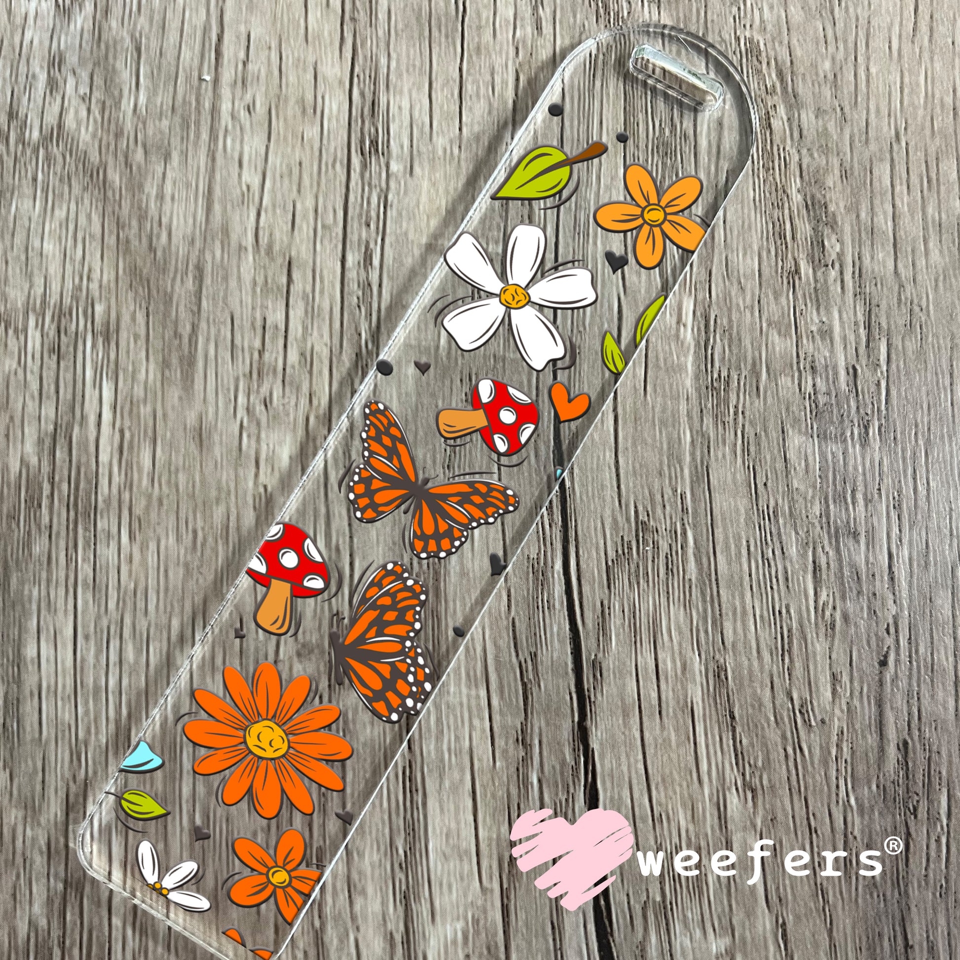 Orange Mushroom Bloom UV DTF Cup Wrap Bookmark Weefers