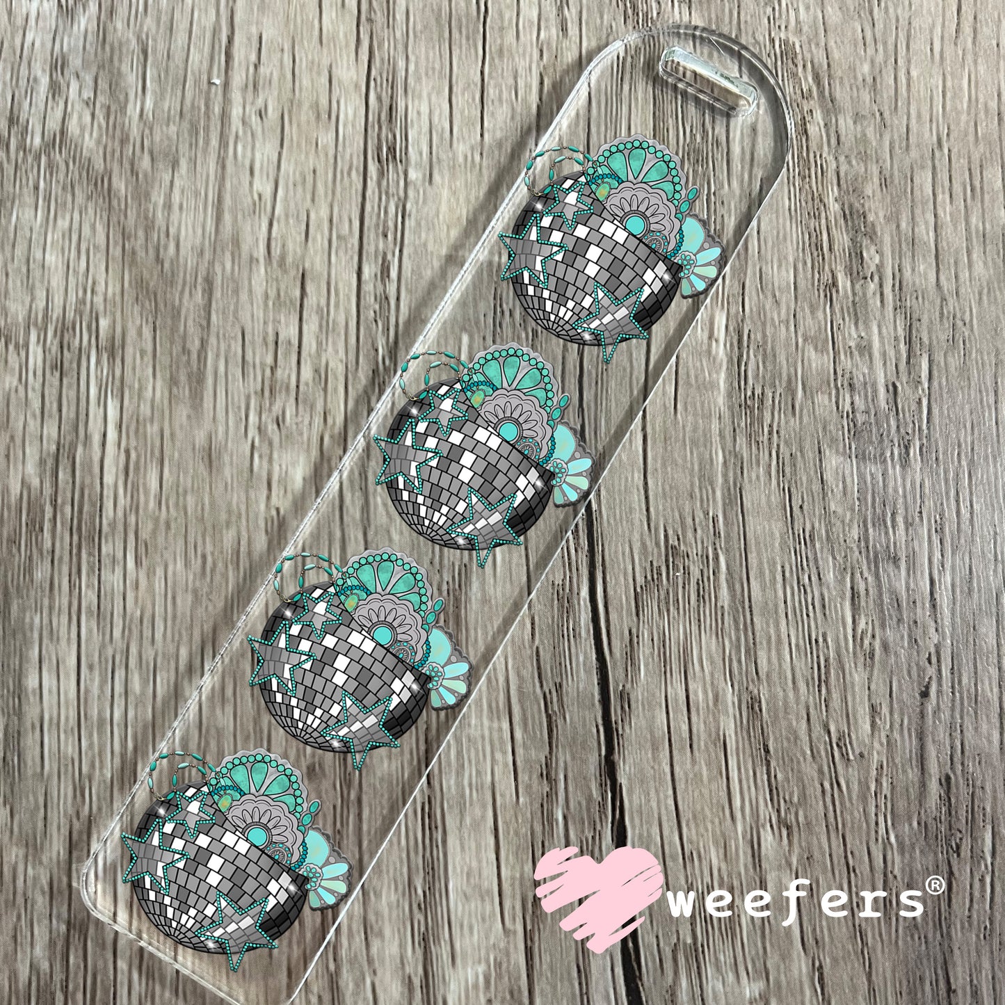 Disco Turquoise Jewels UV DTF Decal Bookmark Weefers