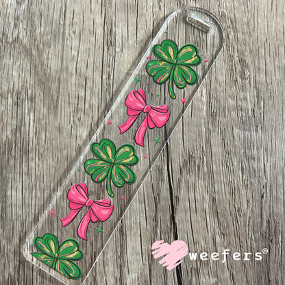 Shamrocks and Coquette Pink Bows UV DTF Cup Wrap - WEEFERS EXCLUSIVE WRAP Bookmark Weefers