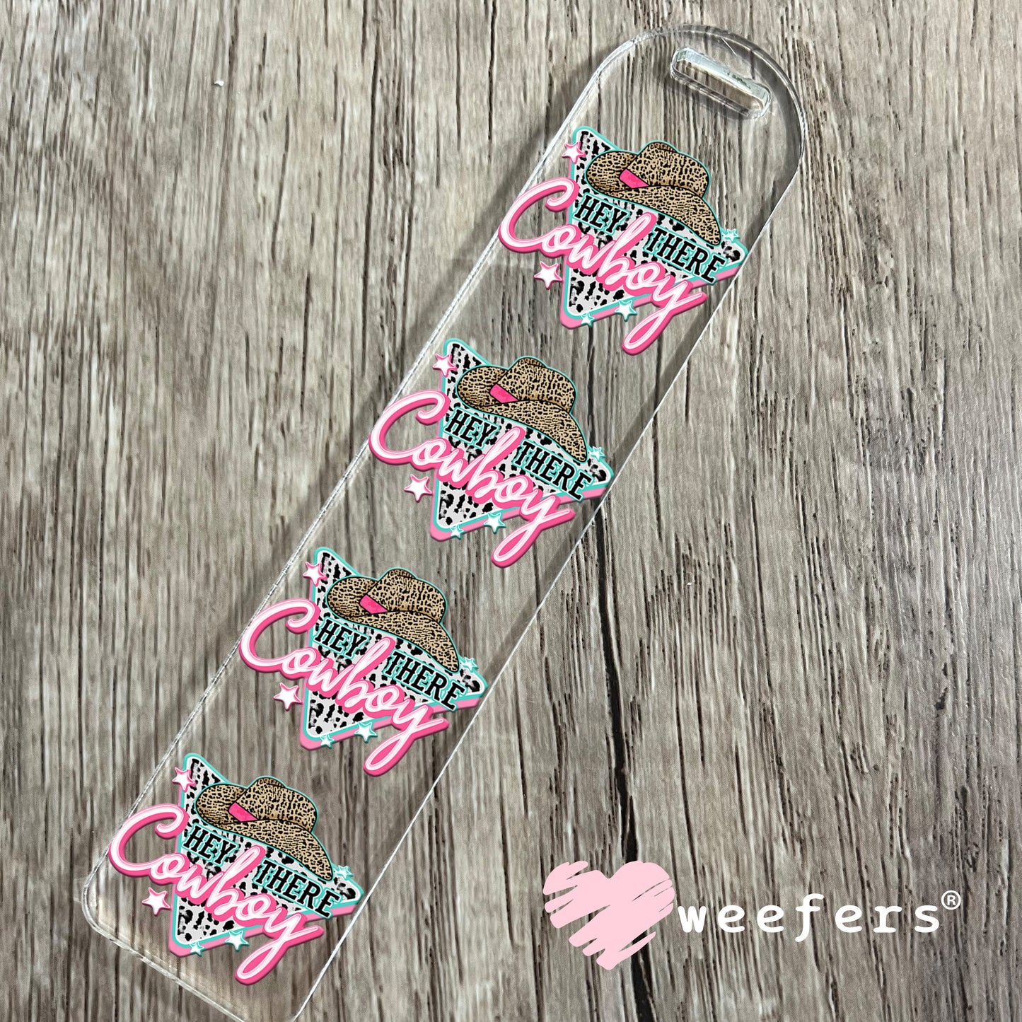 Hey There Cowboy Blue and Pink UV DTF Decal Bookmark Weefers
