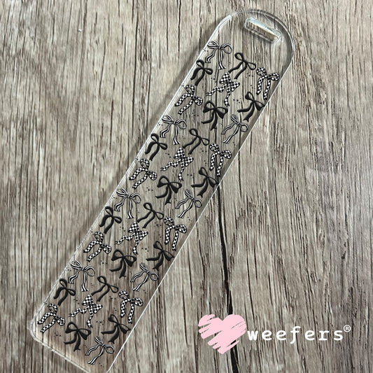 Black Checkered Bows Box UV DTF Decal Bookmark Weefers