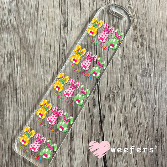 Happy Easter Colorful Bunnies UV DTF Decal Bookmark Weefers