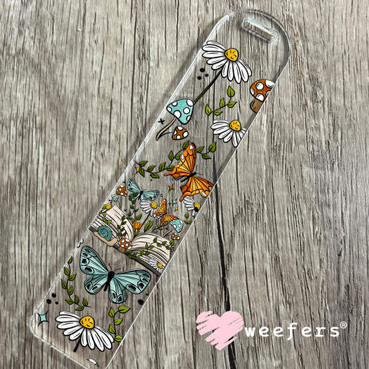Open Book Butterflies and Mushrooms UV DTF Cup Wrap Bookmark Weefers