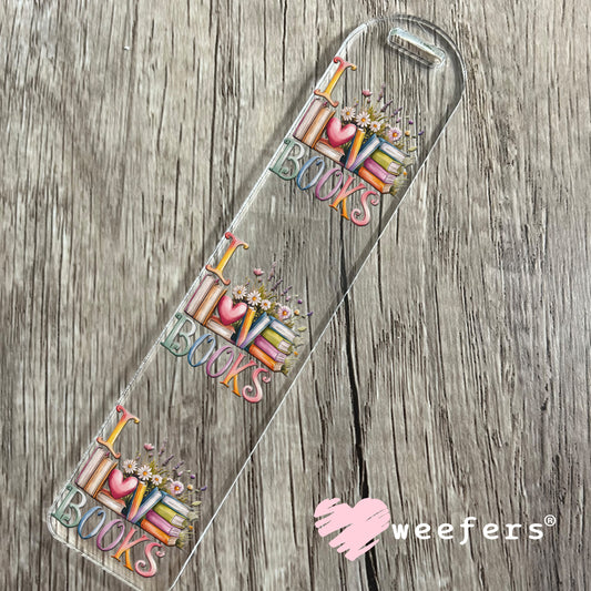 I Love Books Flowers UV DTF Decal Bookmark Weefers