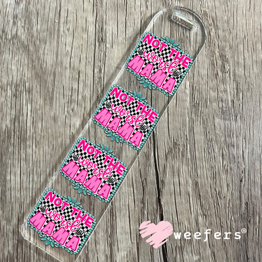 Not The Worst Mama Pink Western Blue UV DTF Decal Bookmark Weefers