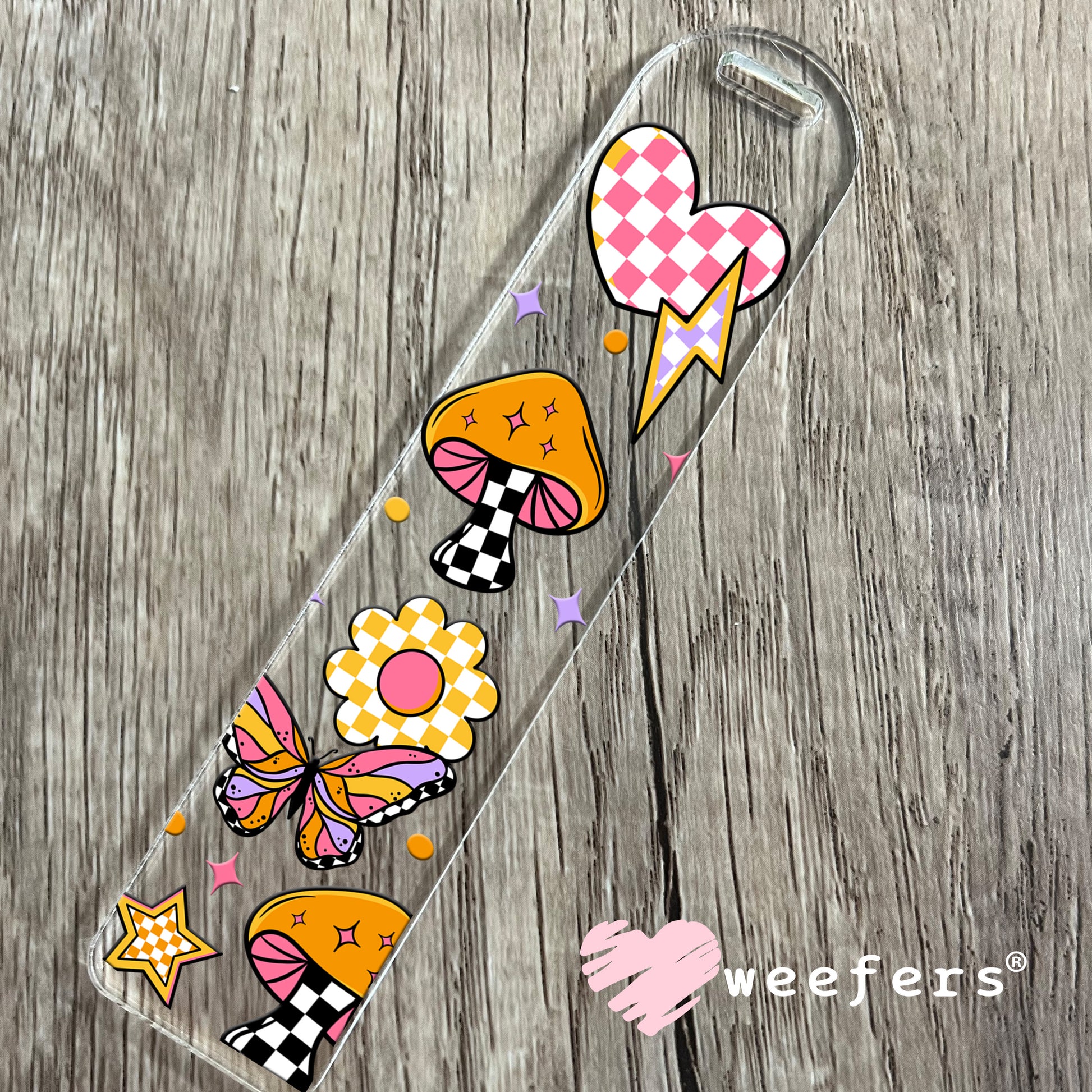Retro Groovy Mushrooms Flowers UV DTF Cup Wrap Bookmark Weefers