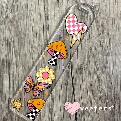 Retro Groovy Mushrooms Flowers UV DTF Cup Wrap Bookmark Weefers