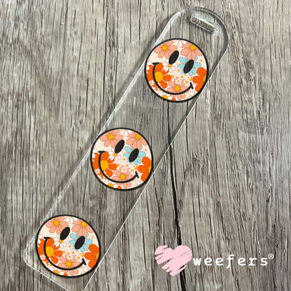 Retro Flowers Smile Face UV DTF Decal Bookmark Weefers