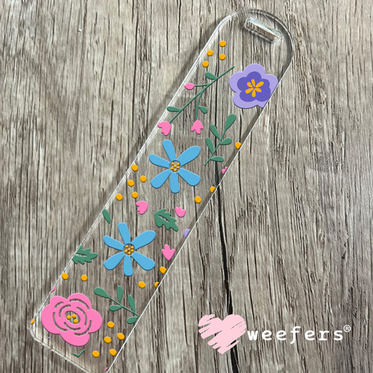 Purple Pink and Blue Flowers UV DTF Cup Wrap Bookmark Weefers