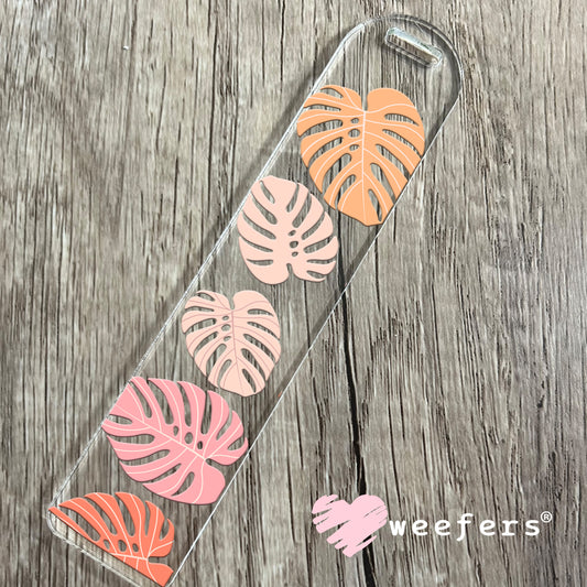 Monstera Leaves Blush UV DTF Cup Wrap Bookmark Weefers
