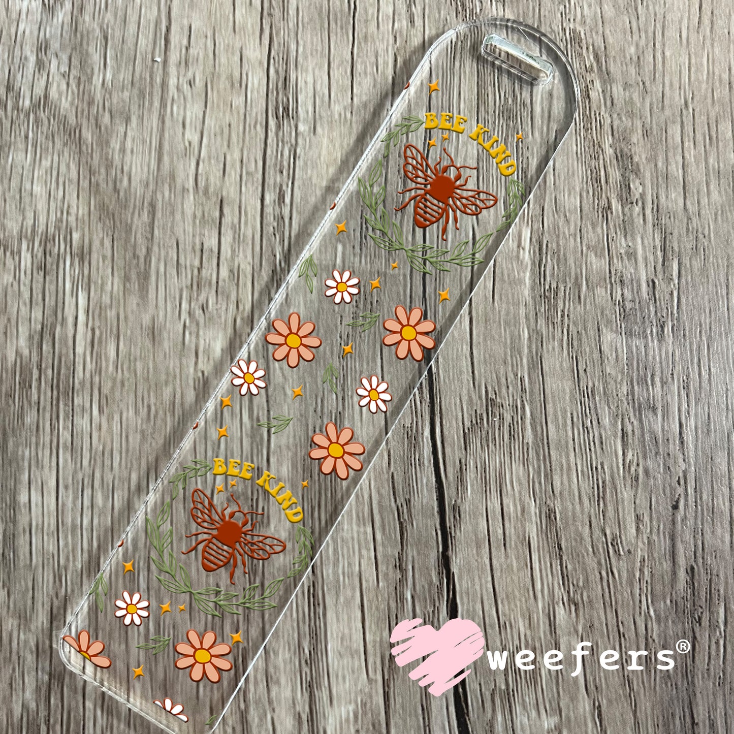 Bee Kind Flowers UV DTF Cup Wrap Bookmark Weefers