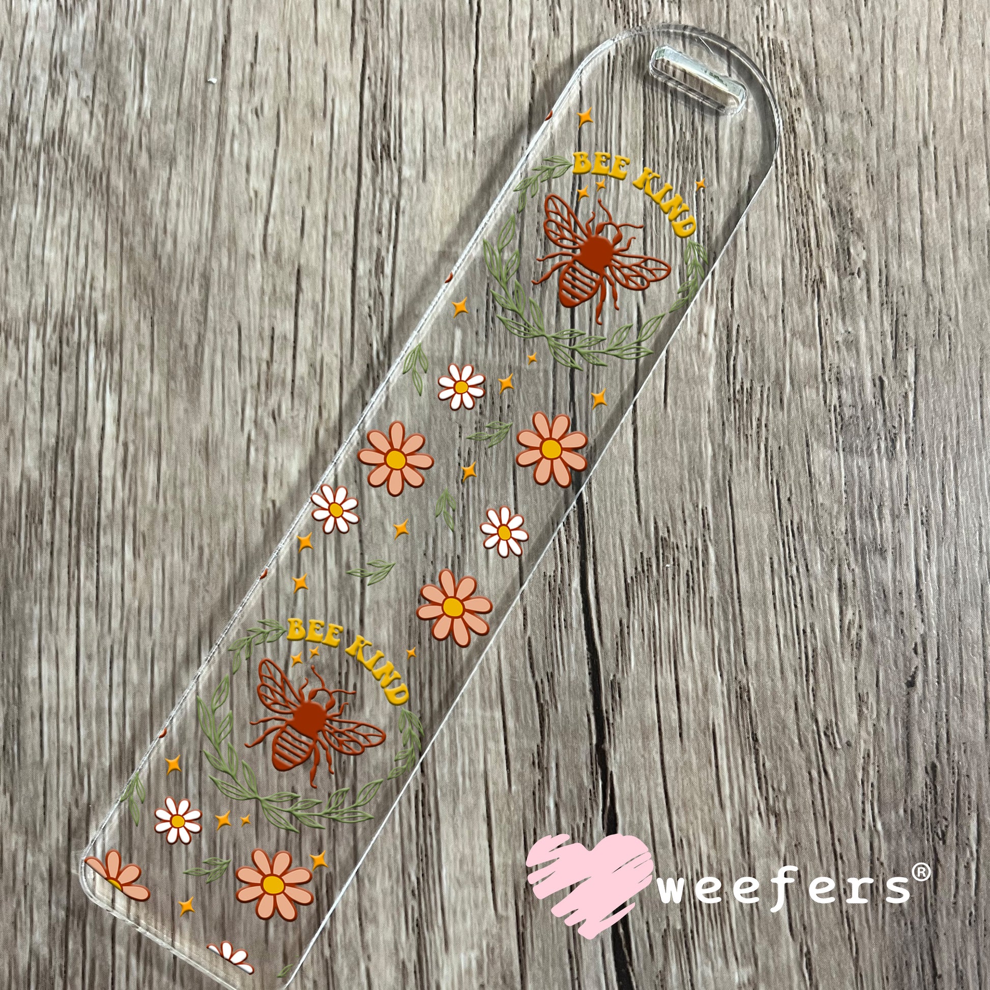 Bee Kind Flowers UV DTF Cup Wrap Bookmark Weefers