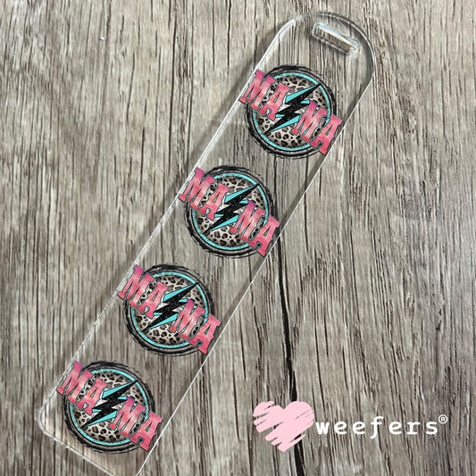 Mama Lightening Bolt Cheetah Print UV DTF Decal Bookmark Weefers