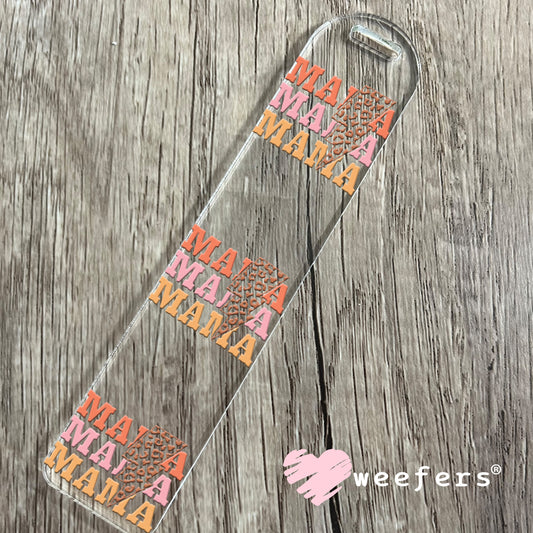 Mama Stacked Cheetah Lightening Bolt UV DTF Decal Bookmark Weefers