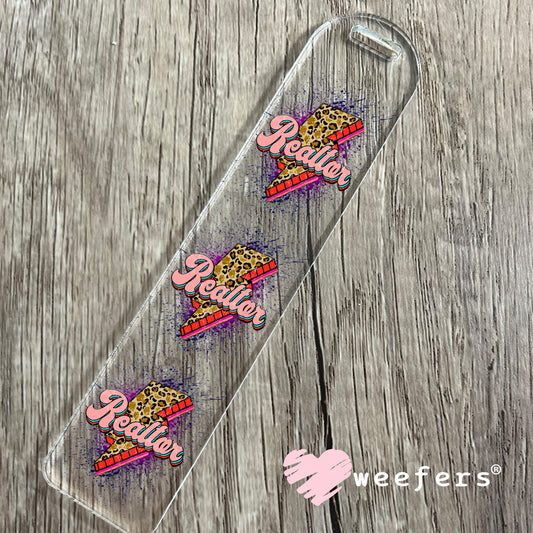 Realtor Lightening Bolt Cheetah UV DTF Decal Bookmark Weefers