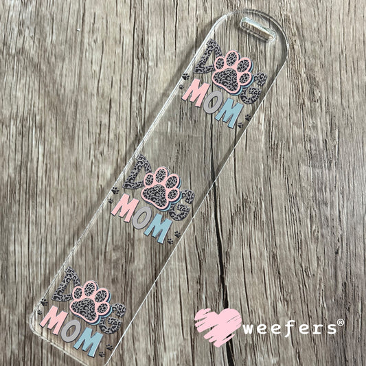 Dog Mom Mauve Blue Cheetah Paw UV DTF Decal Bookmark Weefers