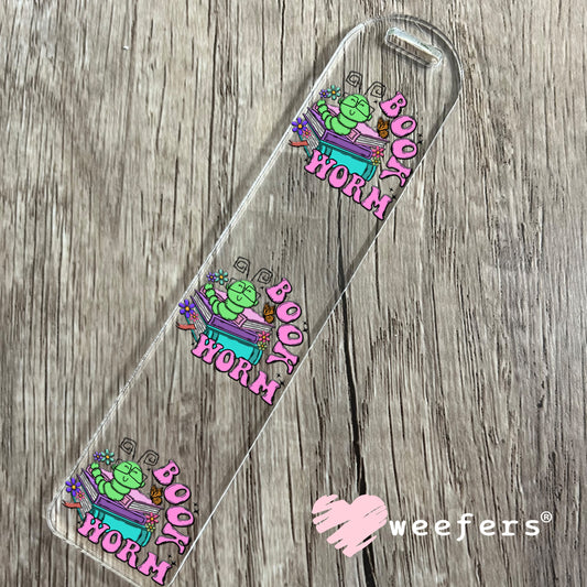 Bookworm Green Purple UV DTF Decal Bookmark Weefers