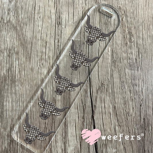 Grey Checkered Bull Face UV DTF Decal Bookmark Weefers