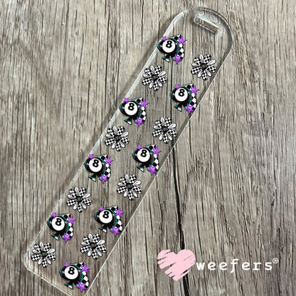 Eight Ball Checkered Spade Purple Sidekick UV DTF Cup Wrap - WEEFERS EXCLUSIVE WRAP Bookmark Weefers
