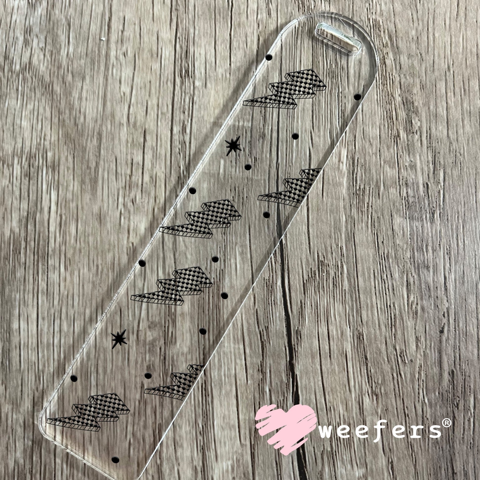 Black Checkered Lightening Bolts UV DTF Cup Wrap - WEEFERS EXCLUSIVE WRAP Bookmark Weefers