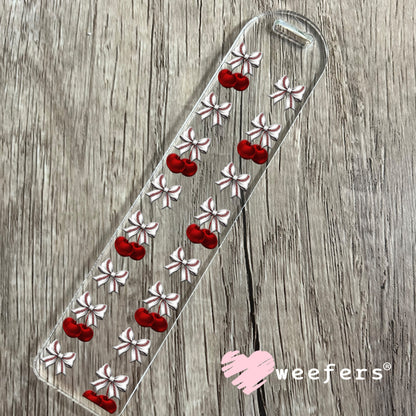 Cherry Bow Baseball UV DTF Cup Wrap - WEEFERS EXCLUSIVE WRAP Bookmark Weefers