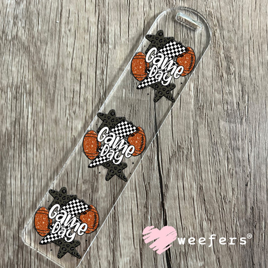 Game Day Football Black Checkered Lightening Bolts UV DTF Decal Bookmark Weefers