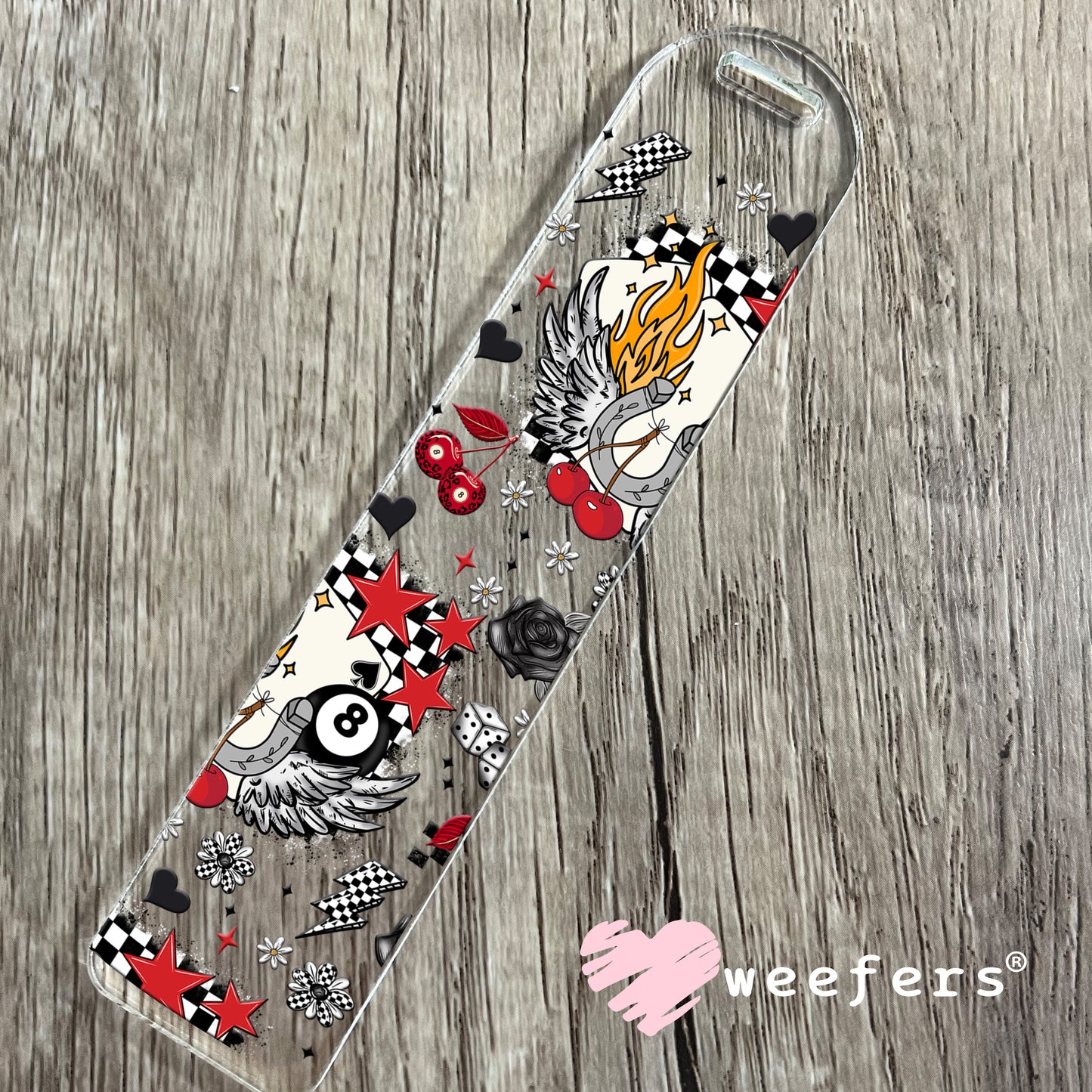 Angle Of Luck Flames and Cherries UV DTF Cup Wrap Exclusive WEEFERS WRAP Bookmark Weefers