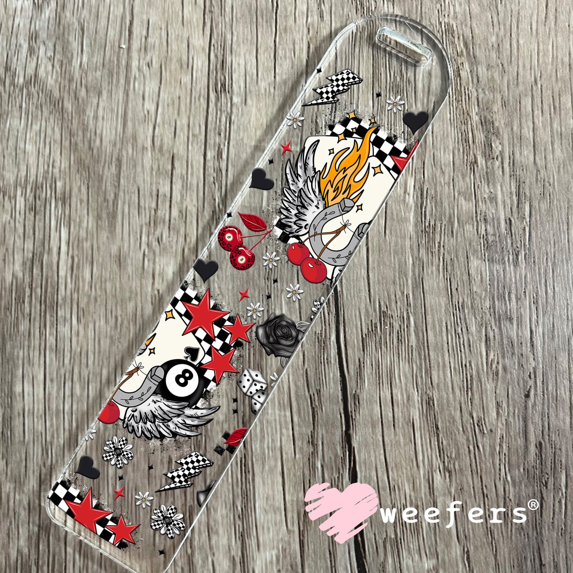 Angle Of Luck Flames and Cherries UV DTF Cup Wrap Exclusive WEEFERS WRAP Bookmark Weefers