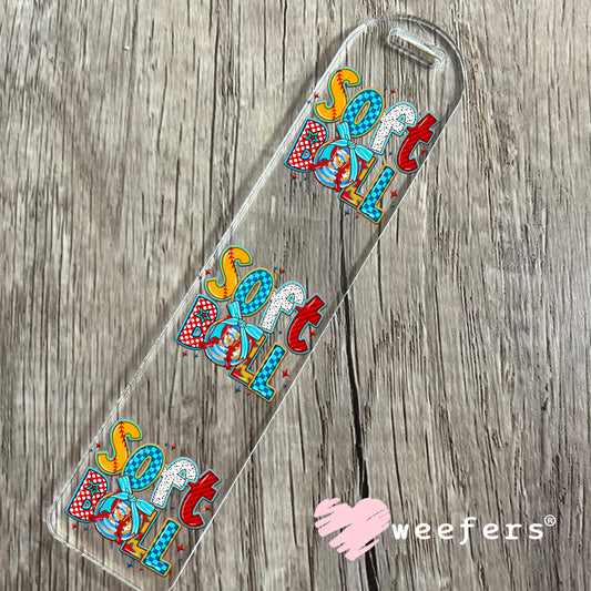 Softball Red Yellow Blue UV DTF Decal Bookmark Weefers