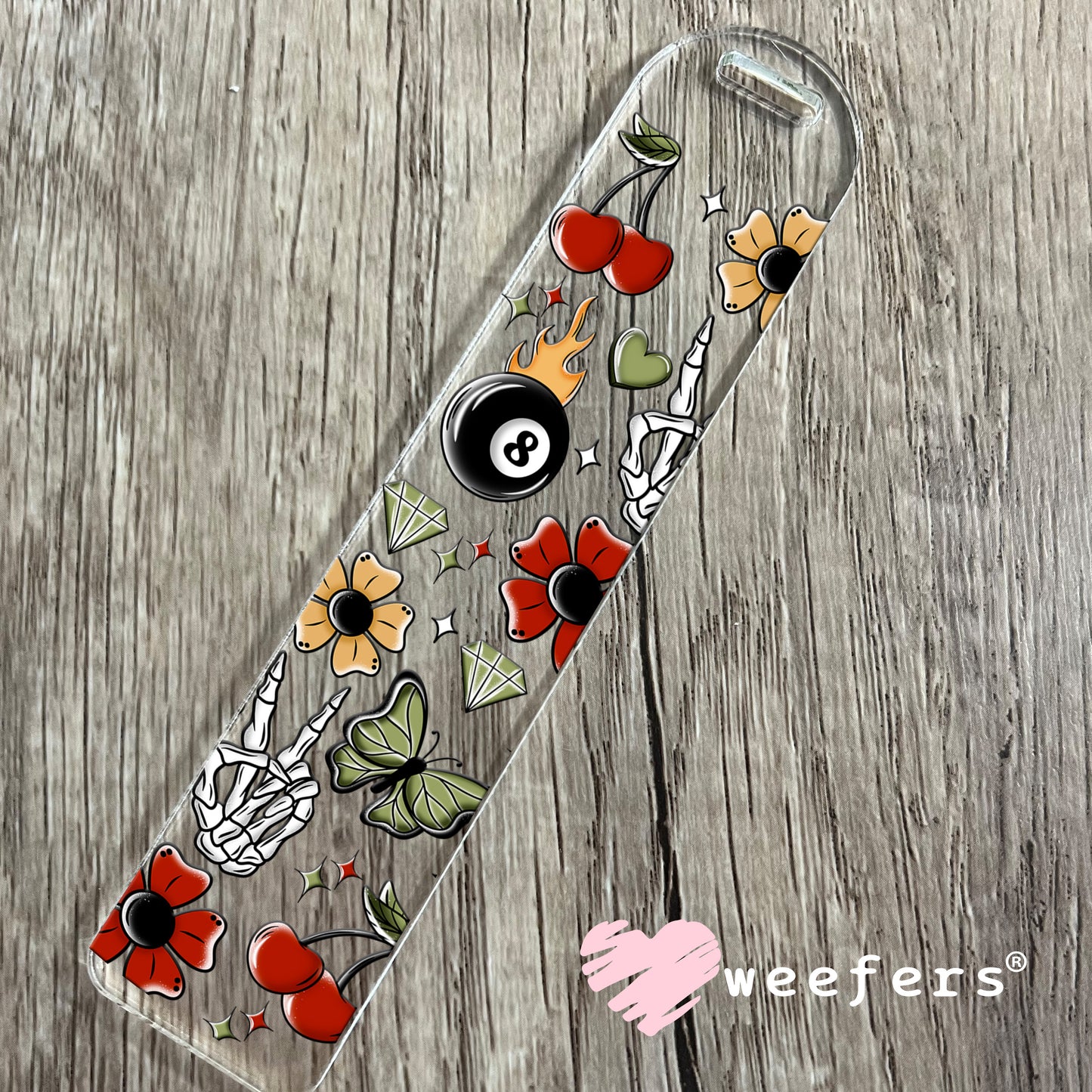 Skully Peace Sign Eight Ball UV DTF Cup Wrap - Exclusive WEEFERS WRAP Bookmark Weefers