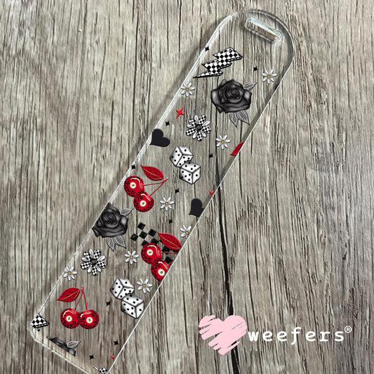 Leopard Red Cherry Eight Ball Sidekick UV DTF Cup Wrap - Exclusive WEEFERS WRAP Bookmark Weefers