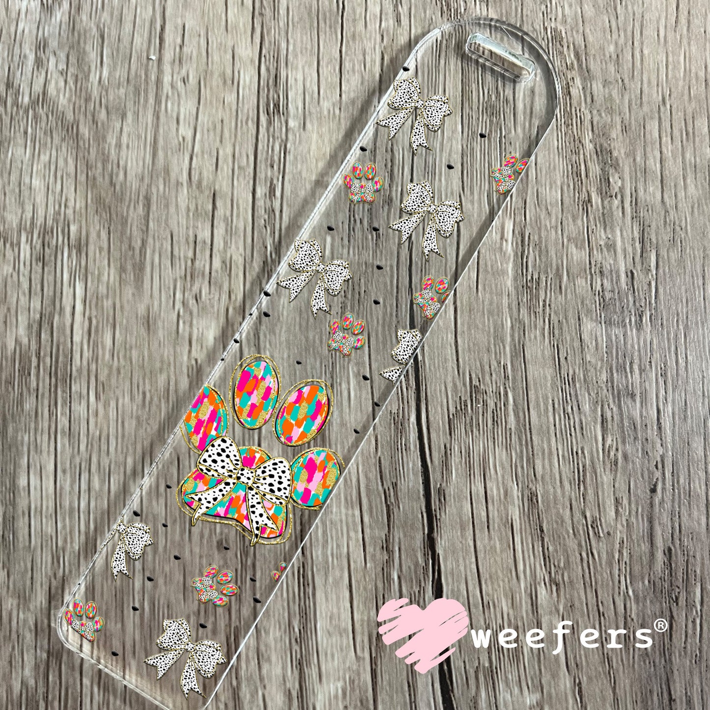 Dog Paw and Black Dotted Bows UV DTF Cup Wrap - Exclusive WEEFERS WRAP Bookmark Weefers